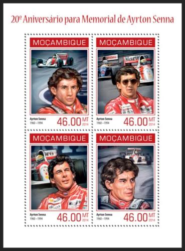 Poštovní známky Mosambik 2014 Ayrton Senna, Formule 1 Mi# 7210-13 Kat 11€