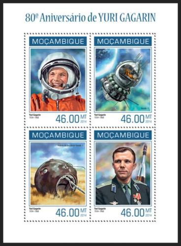 Potovn znmky Mosambik 2014 Jurij Gagarin Mi# 7140-43 Kat 11 - zvtit obrzek
