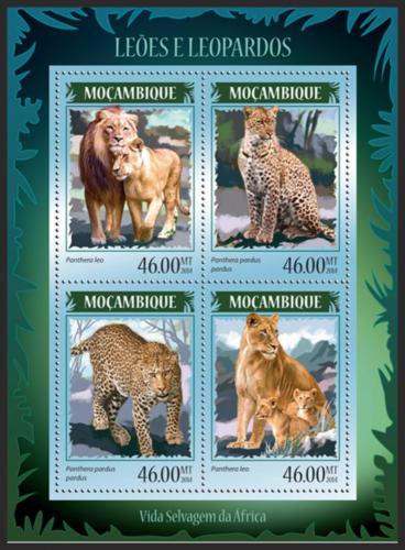 Poštovní známky Mosambik 2014 Lvi a levharti Mi# 7370-73 Kat 11€