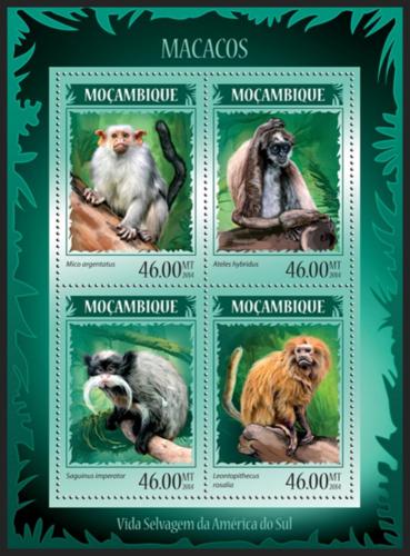 Poštovní známky Mosambik 2014 Opice Mi# 7385-88 Kat 11€