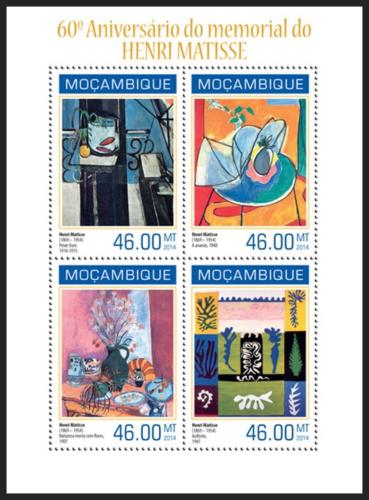 Potovn znmky Mosambik 2014 Umn, Henri Matisse Mi# 7165-68 Kat 11 - zvtit obrzek