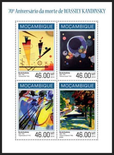 Potovn znmky Mosambik 2014 Umn, Vasilij Kandinskij Mi# 7155-58 Kat 11 - zvtit obrzek
