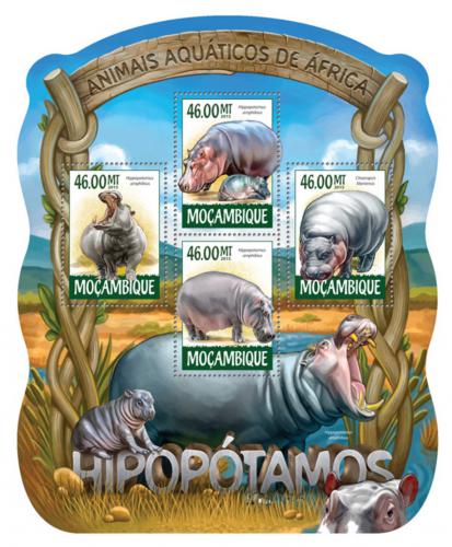 Poštovní známky Mosambik 2015 Hroši Mi# 7944-47 Kat 10€