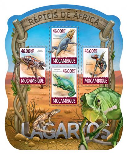 Poštovní známky Mosambik 2015 Ještìrky Mi# 7894-97 Kat 10€