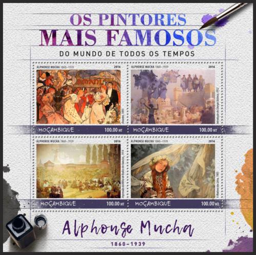 Poštovní známky Mosambik 2016 Umìní, Alfons Mucha Mi# 9019-22 Kat 22€