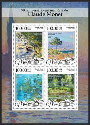 Poštovní známky Mosambik 2016 Umìní, Claude Monet Mi# 8654-57 Kat 22€