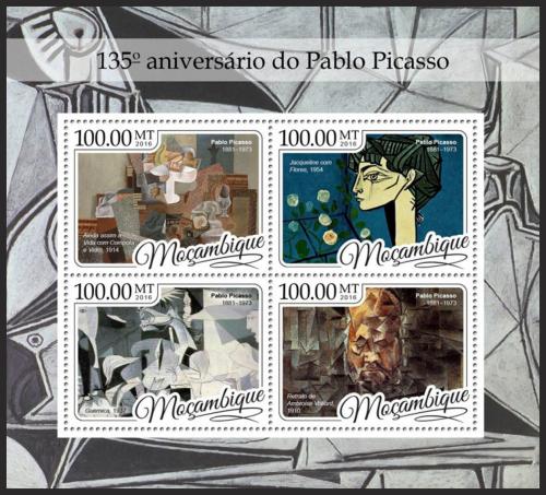 Potovn znmky Mosambik 2016 Umn, Pablo Picasso Mi# 8839-42 Kat 22