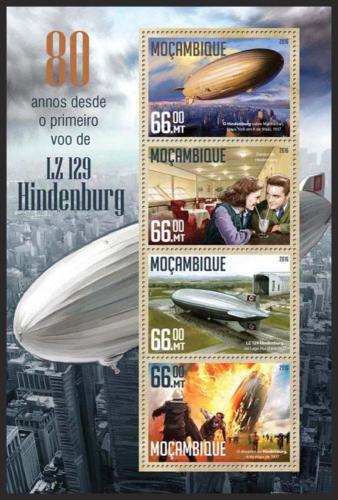 Potovn znmky Mosambik 2016 Vzducholo Hindenburg LZ 129 Mi# 8549-52 Kat 15