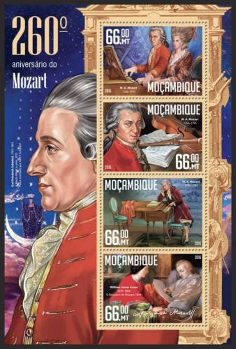 Potovn znmky Mosambik 2016 Wolfgang Amadeus Mozart Mi# 8489-92 Kat 15 - zvtit obrzek