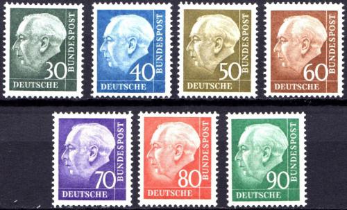 Poštovní známky Nìmecko 1956-57 Prezident Heuss Mi# 259-65 Kat 40€