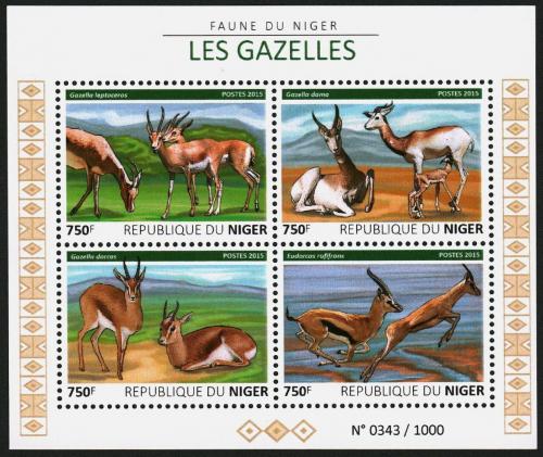 Poštovní známky Niger 2015 Gazely Mi# 3815-18 Kat 12€