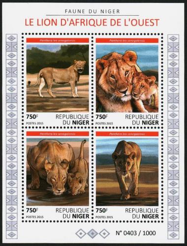 Poštovní známky Niger 2015 Lvi Mi# 3839-42 Kat 12€