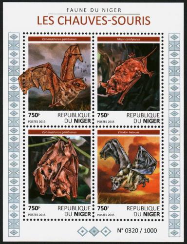Poštovní známky Niger 2015 Netopýøi Mi# 3795-98 Kat 12€