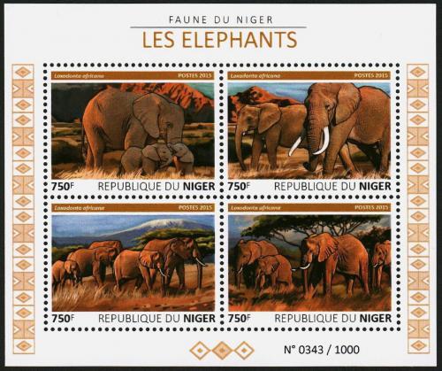Poštovní známky Niger 2015 Sloni Mi# 3803-06 Kat 12€