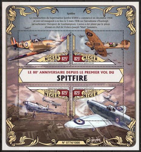 Poštovní známky Niger 2016 Stíhaèky Spitfire Mi# 4027-30 Kat 13€
