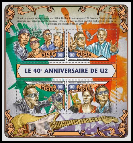 Potovn znmky Niger 2016 U2, hudebn skupina Mi# 4067-70 Kat 14 - zvtit obrzek