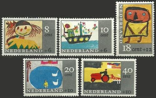 Poštovní známky Nizozemí 1965 Dìtské kresby Mi# 850-54