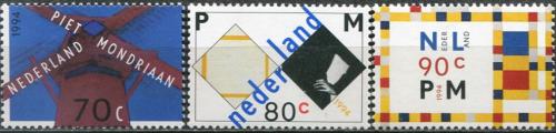 Poštovní známky Nizozemí 1994 Umìní, Piet Mondrian Mi# 1498-1500