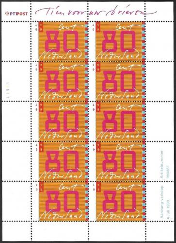 Poštovní známky Nizozemí 1999 Nominální hodnota Mi# 1731 Bogen Kat 10€