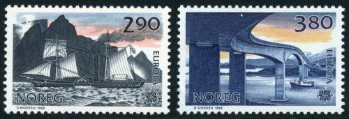 Poštovní známky Norsko 1988 Evropa CEPT, doprava a komunikace Mi# 996-97