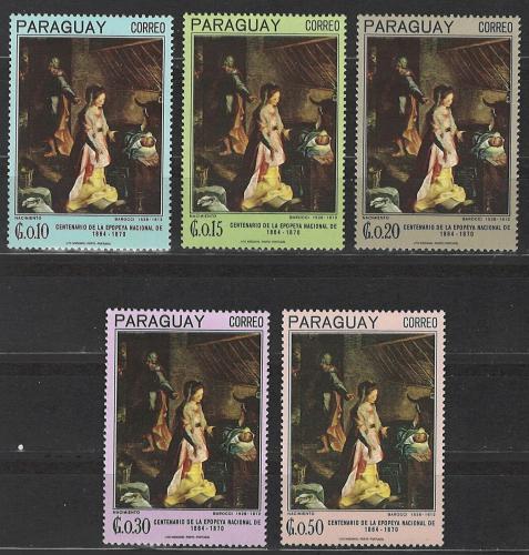 Poštovní známky Paraguay 1967 Náboženské umìní Mi# 1700-04