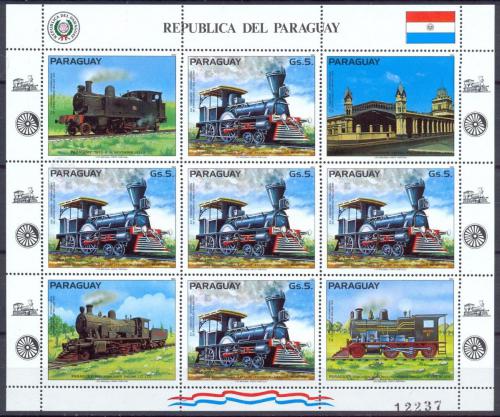 Poštovní známky Paraguay 1983 Lokomotivy Mi# 3585 Bogen Kat 30€