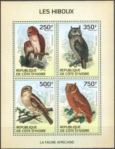 Poštovní známky Pobøeží Slonoviny 2014 Sovy Mi# 1549-52 Kat 8.50€