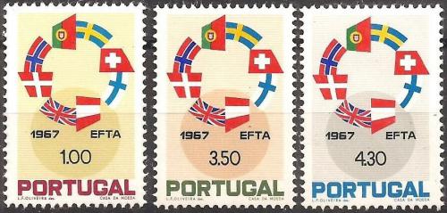 Poštovní známky Portugalsko 1967 Vlajky zemí EFTA Mi# 1043-45 Kat 5€