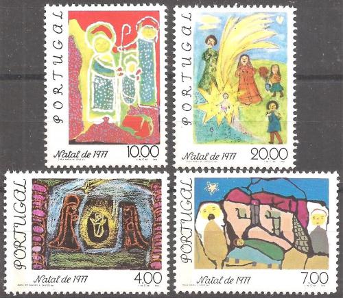 Poštovní známky Portugalsko 1977 Vánoce, dìtské kresby Mi# 1384-87 Kat 6.50€
