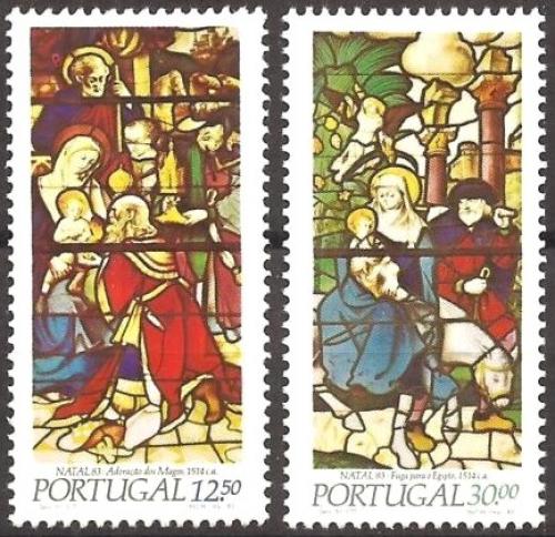 Poštovní známky Portugalsko 1983 Vánoce, vitráže Mi# 1615-16