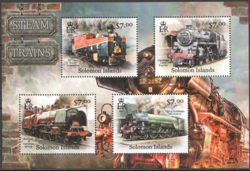 Poštovní známky Šalamounovy ostrovy 2013 Parní lokomotivy Mi# 1671-74 Kat 9.50€