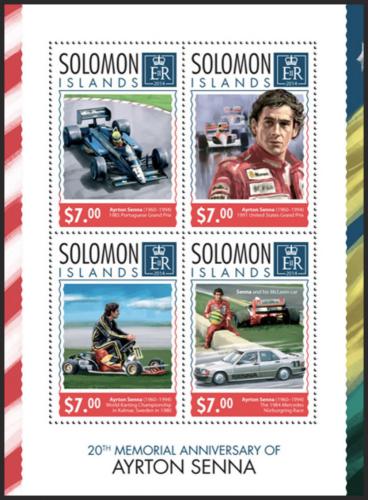 Potovn znmky alamounovy ostrovy 2014 Ayrton Senna Mi# 2567-70 Kat 9.50