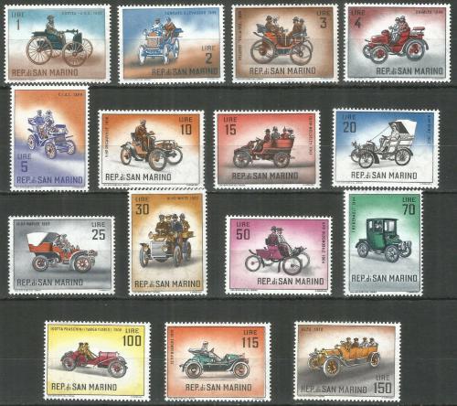 Poštovní známky San Marino 1962 Historické automobily Mi# 704-18
