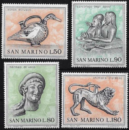 Poštovní známky San Marino 1971 Umìní Etruskù Mi# 980-83