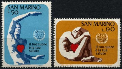 Poštovní známky San Marino 1972 Mezinárodní mìsíc srdce Mi# 1013-14