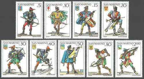 Poštovní známky San Marino 1973 Historické uniformy Mi# 1046-54