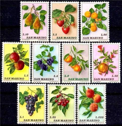 Poštovní známky San Marino 1973 Ovoce Mi# 1031-40