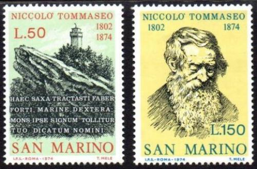 Poštovní známky San Marino 1974 Niccolò Tommaseo Mi# 1080-81