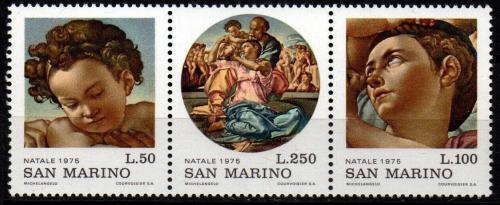 Poštovní známky San Marino 1975 Vánoce, umìní, Michelangelo Mi# 1102-04