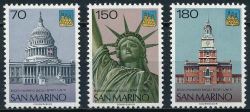 Potovn znmky San Marino 1976 Nezvislost USA, 200. vro Mi# 1115-17