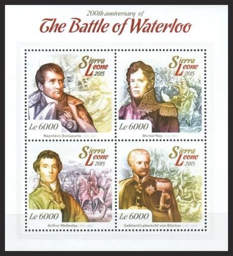 Poštovní známky Sierra Leone 2015 Bitva u Waterloo, Napoleon Mi# 6113-16 Kat 11€