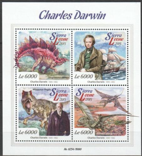 Poštovní známky Sierra Leone 2015 Dinosauøi, Charles Darwin Mi# 6773-76 Kat 11€