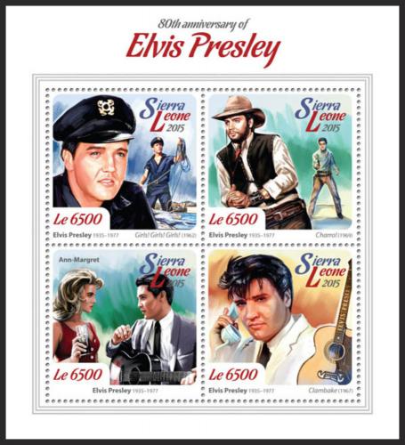 Potovn znmky Sierra Leone 2015 Elvis Presley Mi# Mi# 6173-76 Kat 12 - zvtit obrzek