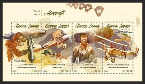 Poštovní známky Sierra Leone 2015 Historická letadla Mi# 6667-70 Kat 11€