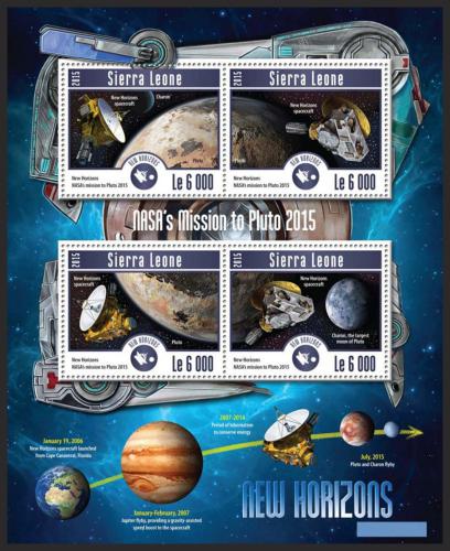 Potovn znmky Sierra Leone 2015 Mise k planet Pluto Mi# 6279-82 Kat 11 - zvtit obrzek