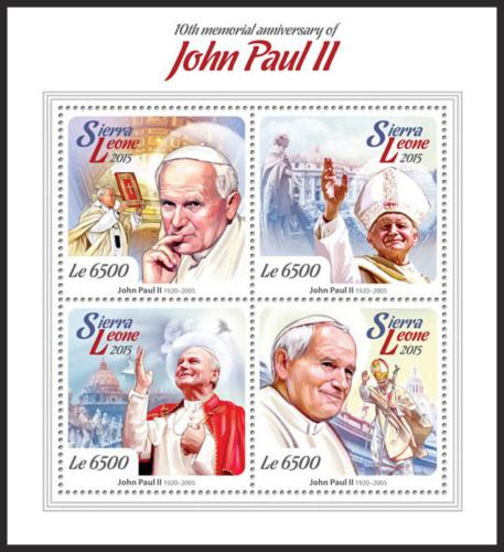 Potovn znmky Sierra Leone 2015 Pape Jan Pavel II. Mi# 6188-91 Kat 12