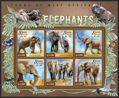 Poštovní známky Sierra Leone 2015 Slon africký Mi# 6034-39 Kat 11.50€