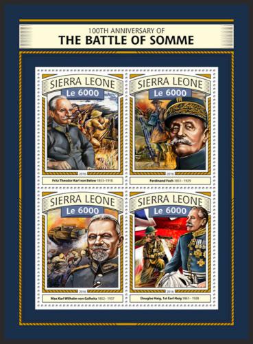 Poštovní známky Sierra Leone 2016 Bitva na Sommì Mi# 7748-51 Kat 11€