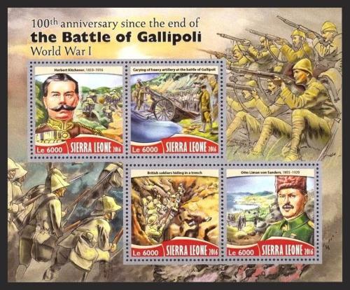 Poštovní známky Sierra Leone 2016 Bitva o Gallipoli Mi# 7443-46 Kat 11€