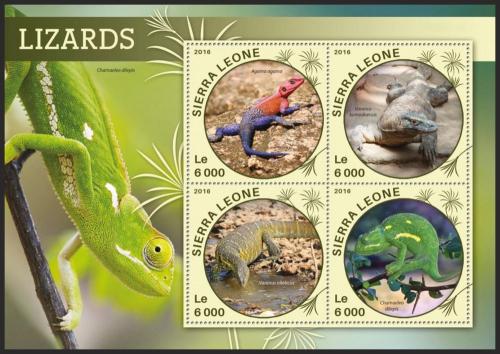 Poštovní známky Sierra Leone 2016 Ještìrky Mi# 6833-36 Kat 11€
